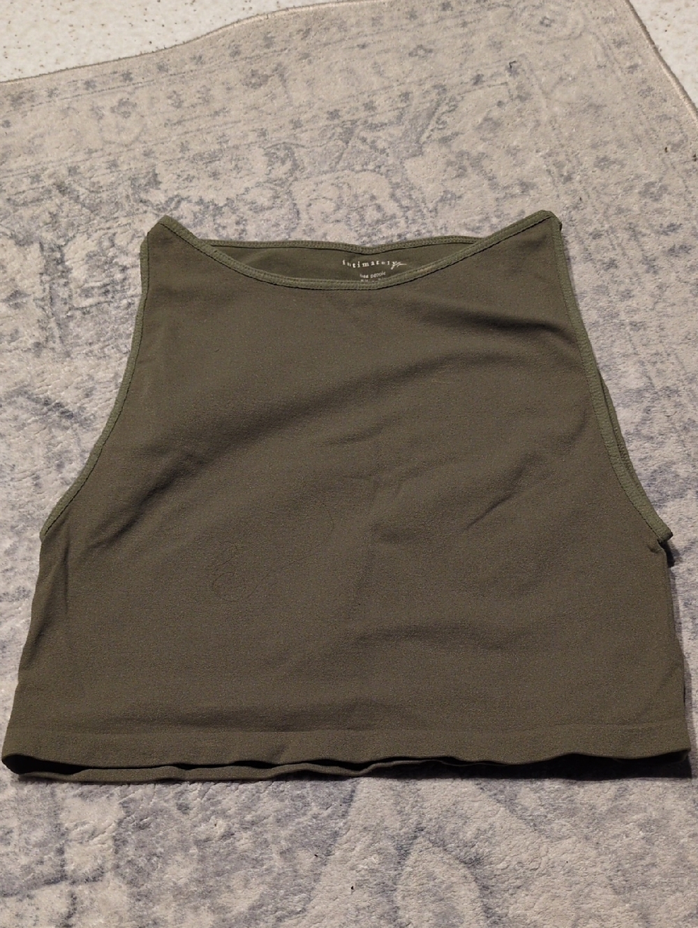 Free People Olive Green Cropped High-Neck Tank